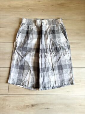 Hip Hop History baggy y2k plaid skater Men's Plaid Flat Front Shorts in Gray